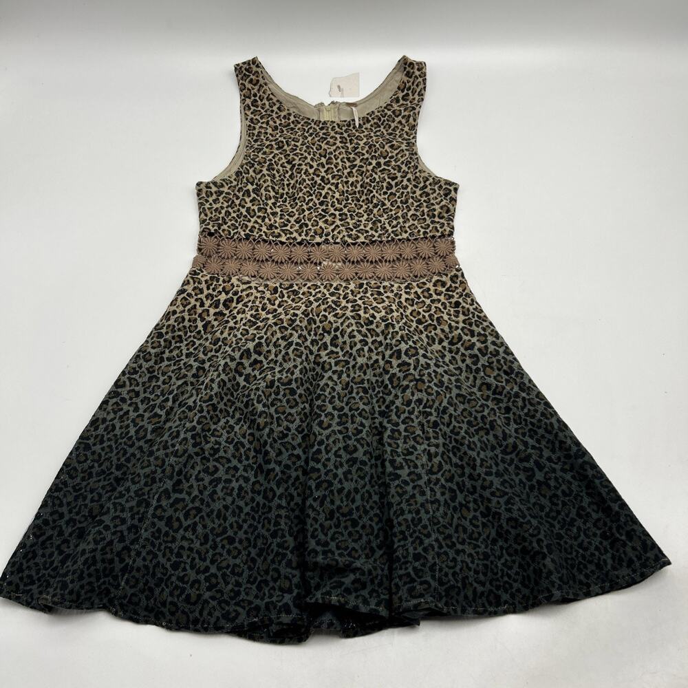 Free People Leopard Ombre Print and Daisy Chain Embroidered Lace Dress Size 2